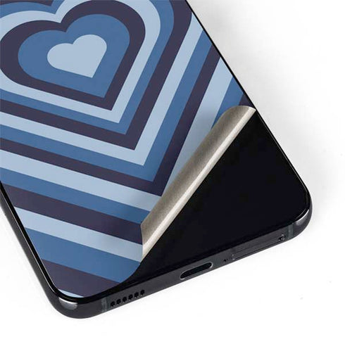 Blue Heart Pattern Galaxy S22 Skin